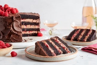 Chocolate Mousse Cake with Raspberries