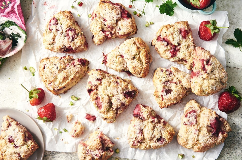 Roasted Strawberry and Pistachio Scones